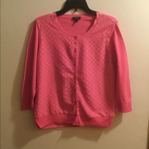NEW TALBOTS PINK LACE LIGHTWEIGHT SPRING SWEATER